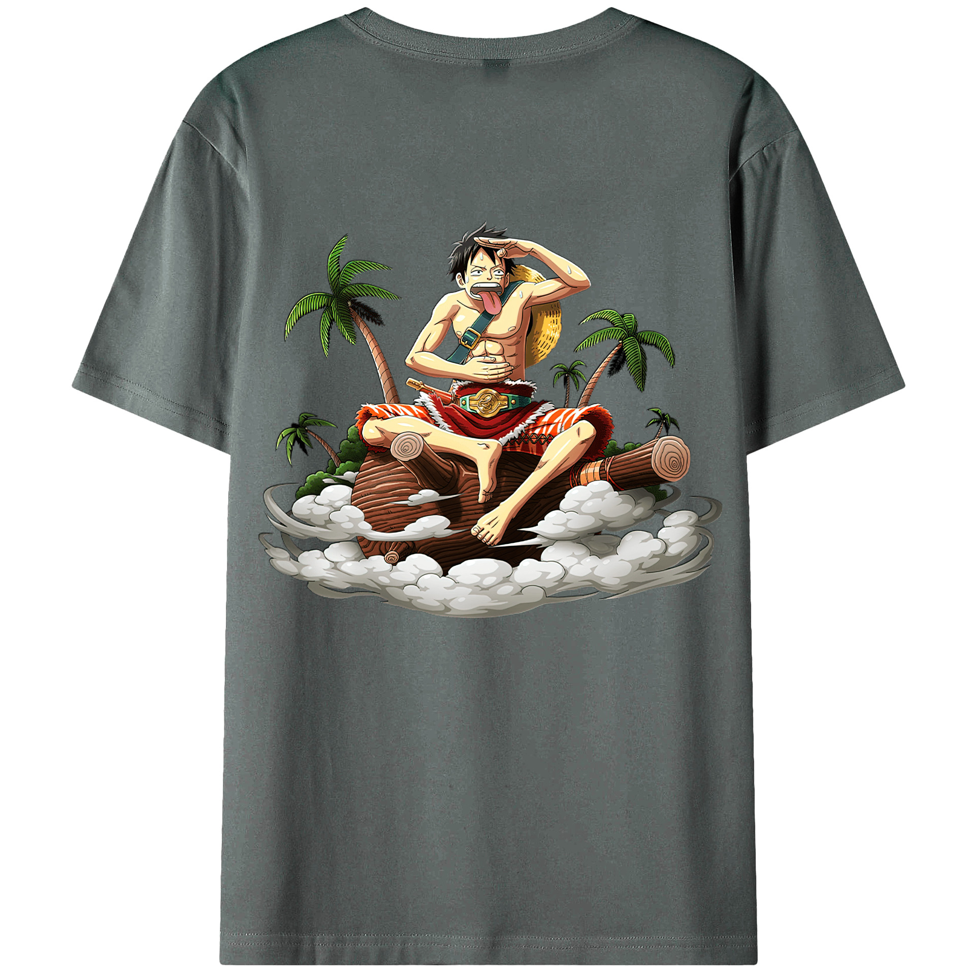 ワンピース モンキー・D・ルフィ ONE PIECE Monkey D. Luffy 綿100％ メンズ半袖Tシャツ（バックプリント） 通気性